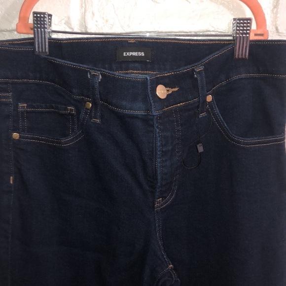 Express Women 70s Flare Dark Blue Jean 4R - Picture 2 of 7